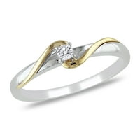 Inel de logodnă răsucit cu accent de diamant Miabella pentru femei în aur alb și galben de 10kt 2 tonuri