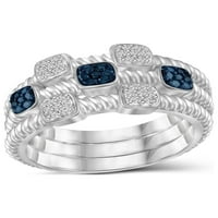 JewelersClub inele cu diamante stivuibile pentru femei - carate Blue & White Diamond Ring bijuterii-0. Sterling Silver benzi stivuibile