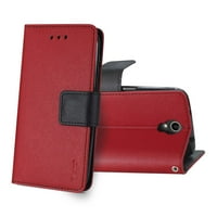Zte Folio portofel telefon caz ZTE Overture Maven Prestige N 3-în-portofel caz în roșu