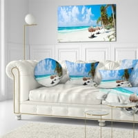 Designart Bright Caribbean Beach - pernă abstractă-12x20