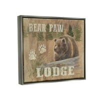 Stupell Bear Paw Lodge Cabin Forme De Labe Animale Și Insecte Pictură Floater Gri Artă Încadrată Imprimare Artă De Perete