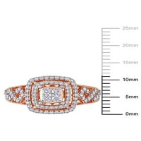Miabella Carat T. W. diamant 14kt Aur Roz dublu Halo inel de logodna