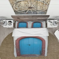 Designart 'ușă tradițională veche în Oia Santorini Grecia' set de huse de plapumă Vintage