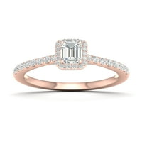 Imperial 10k a crescut de aur 7 8CT TDW Smarald tăiat diamant Halo inel de logodna