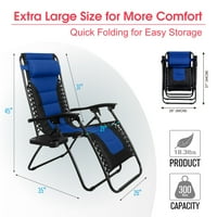 Set Studio de fotoliu căptușit cu gravitație Zero reglabil scaun de gazon de Camping potabil Cadru din oțel rezistent cu suport