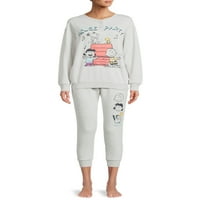 Arahide Femei nad femei Plus Snoopy și Gang Mânecă lungă pijama top și Jogger pantalon Set
