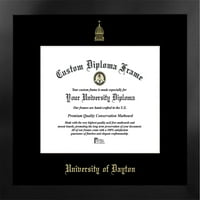 Universitatea din Dayton 11W 8.5 h Manhattan Negru Singur Mat aur relief Diploma cadru cu bonus Campus imagini litografie