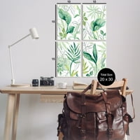 Stupell Industries frunze variate de plante tropicale verzi pictură Botanică și florală artă Neîncadrată imprimare artă de perete,