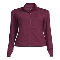 Avia femei Active Full Zip Maneca lunga jacheta cu Thumbholes și Sport Ceas de deschidere