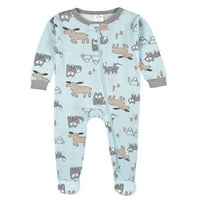 Gerber Baby Boy & Toddler Boy pijamale din bumbac cu picioare potrivite, Pachet 2, dimensiuni luni-5T