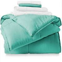 Bare Home microfibră 5 piese turcoaz și pat alb într-o geantă, Twin XL
