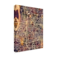 Marcă comercială Artă Plastică 'Memphis Tennessee City Map II' artă pe pânză de Michael Tompsett