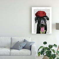 Marcă comercială Artă Plastică 'Labrador negru cu capac roșu' artă pe pânză de Fab Funky