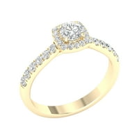 Imperial Ct TDW rotund diamant Halo inel de logodna din Aur Galben 10K
