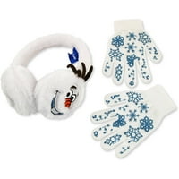 Set de căști și mănuși albe Olaf congelate