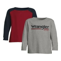 Wrangler Boys Raglan Cu mânecă lungă și tricou grafic, pachet 2, Dimensiuni 4 - & Husky
