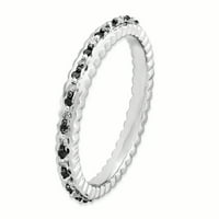 Sterling Silver expresii stivuibile inel cu diamant alb-negru-Opțiuni de dimensiune inel: 9