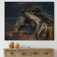 Designart 'aproape de rasă pură Nonius Stallion Horse III' imprimare fermă pe lemn Natural de pin