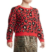 Scoop Leopard imprimare Crewneck pulover femei