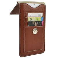 Pachet 2: portofel profesional din piele vegană cu toc Vertical pentru Smartphone cu buclă de centură, carabină detașabilă, sloturi