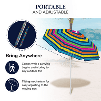 Caribbean Joe 6. ft. Umbrelă de plajă rezistentă la vânt cu carcasă de transport