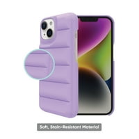 onn. Puffer moale matlasate telefon caz pentru iPhone Plus-Violet