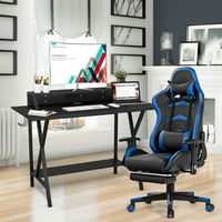Gyma Gaming Desk & Masaj Gaming scaun Set w suport pentru picioare monitor raft Power Strip Albastru