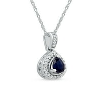 Imperial Gemstone 10k aur alb pere tăiat albastru safir 1 20ct TW diamant Halo Pandantiv colier