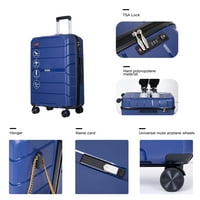 Hardshell Suitcase Spinner Wheels PP Seturi de bagaje valiză ușoară cu blocare TSA-Set Din 3 piese-Bleumarin