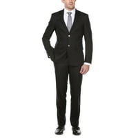 Bărbați negru lână și alamă butoane Slim-fit 2 piese costum