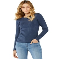 Scoop femei coaste tricot pulover