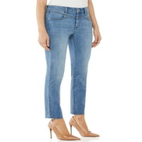 Scoop femei Hi-Rise V-Jug glezna Slim Jeans