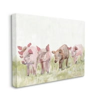 Stupell Industries porci roz pentru Bebeluși pășunat fermă pășune pășune Galerie de pictură învelită pe pânză imprimată artă de