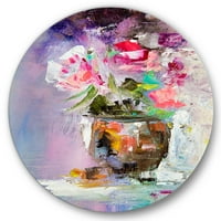 Designart 'roz proaspete Abstract flori buchet in vaza' Modern cerc metal perete Art-Disc de 29