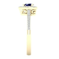 Imperial Gemstone 10k aur galben rotund tăiat albastru safir CT TW diamant inima forma Halo femei Inel