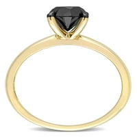 1-Carat TW diamant negru 14k aur galben Solitaire inel de logodna