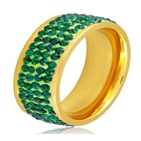 Bijuterii De Coastă Pietre De Cristal Verde Placat Cu Aur Inel Din Oțel Inoxidabil