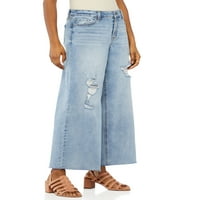 Scoop femei Hi-Rise largă Leg Crop Jeans