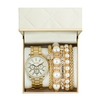 Jessica Carlyle doamnelor cuarț aur analogic ceas de mână cu brățară cadou set, toate vârstele