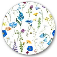 Designart 'flori sălbatice albastre cu frunze I' artă tradițională de perete din metal cerc-Disc de 11