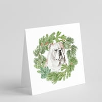 Bulldog Fawn cu Crăciun Cununa pătrat felicitări și plicuri de