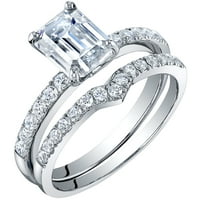 ct Moissanite Emerald tăiat inel de logodna verigheta set de mireasă în argint Sterling