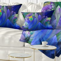 Designart Albastru Fractal buchet de flori-Floral arunca perna-12x20