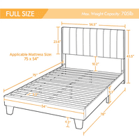 Easyfashion pat Wingback cu șipci de sprijin din lemn cu tăblie cu smocuri, gri închis, plin