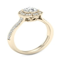 3 4CT TDW diamant 14k aur galben floare Halo inel de logodna