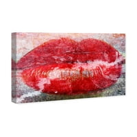 Wynwood Studio Fashion și Glam Wall Art Canvas imprimă buze de dragoste ruginite - roșu, alb