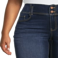 Fără Limite Junior ' Plus Dimensiune Dublu Buton Corset Crop Jeans