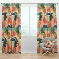 Designart 'Tropical Pineapple Mood IV' panou cortină tropicală opacă