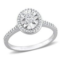 Miabella femei carate T. W. Oval-Cut diamant 14kt Aur Alb Halo inel de logodna