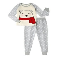 Wonder Nation Girl ' s Critter Fuzzy top și pantaloni de somn Pijamale, Set Din 2 piese